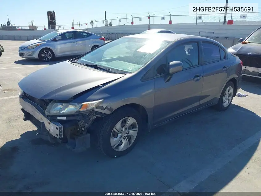 2015 HONDA CIVIC VIN 2HGFB2F57FH535691 — фото 2