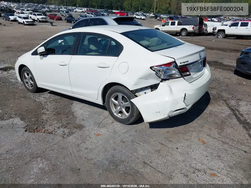 2015 HONDA CIVIC VIN 19XFB5F58FE000204 — фото 3