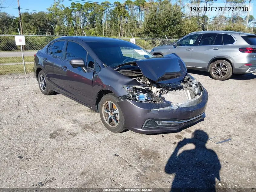 HONDA CIVIC 2015, VIN 19XFB2F77FE274218