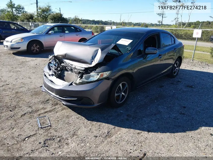 2015 HONDA CIVIC VIN 19XFB2F77FE274218 — фото 2