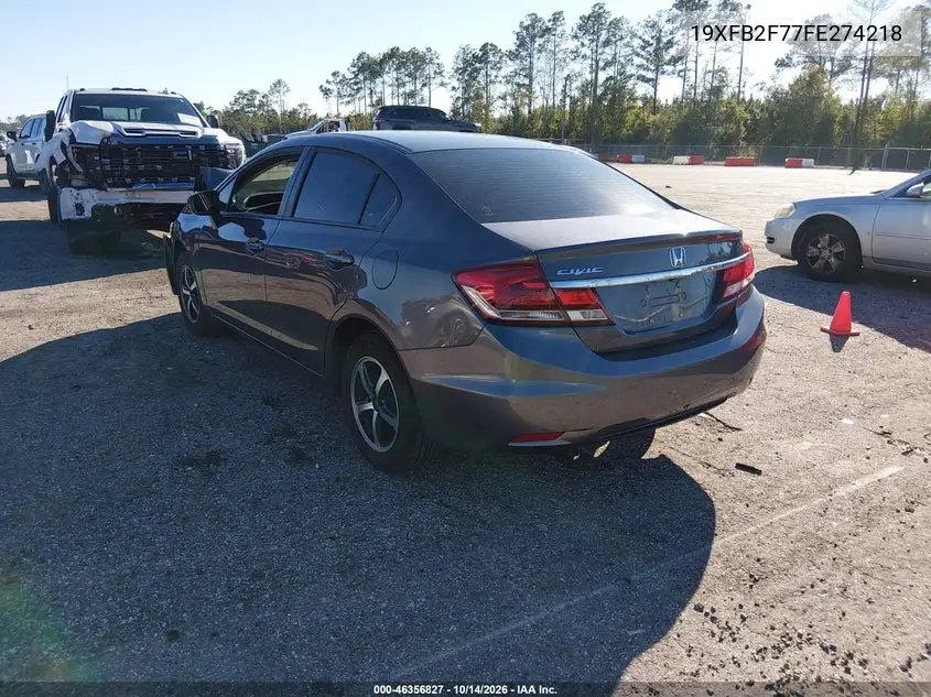 2015 HONDA CIVIC VIN 19XFB2F77FE274218 — фото 3
