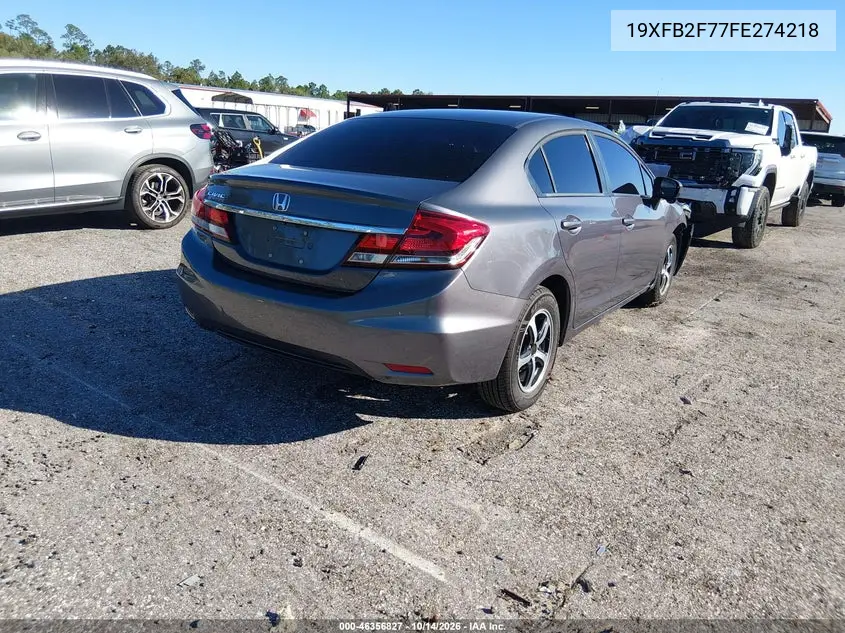 2015 HONDA CIVIC VIN 19XFB2F77FE274218 — фото 4