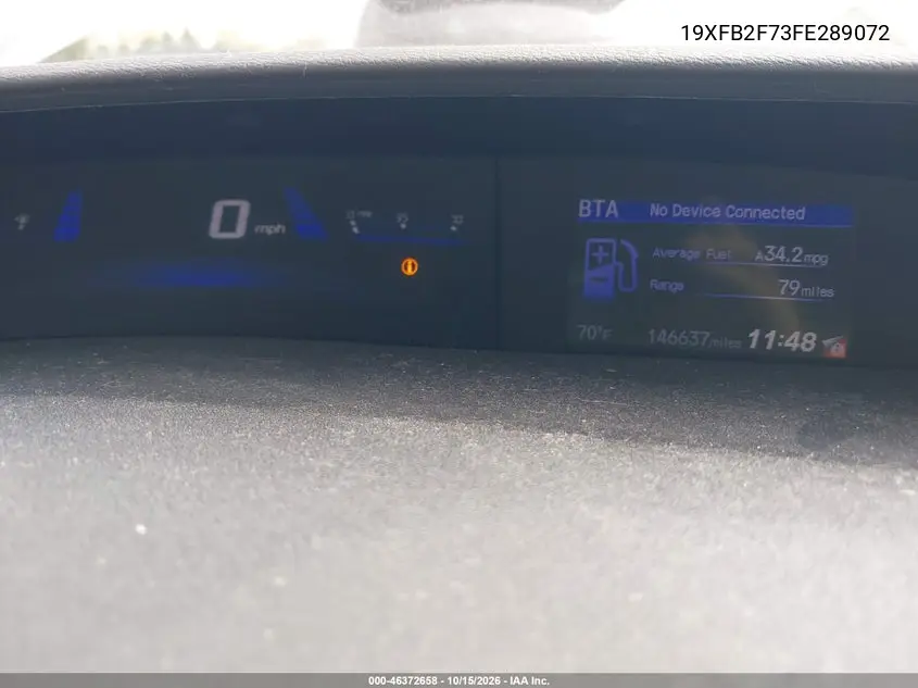 2015 HONDA CIVIC VIN 19XFB2F73FE289072 — фото 7