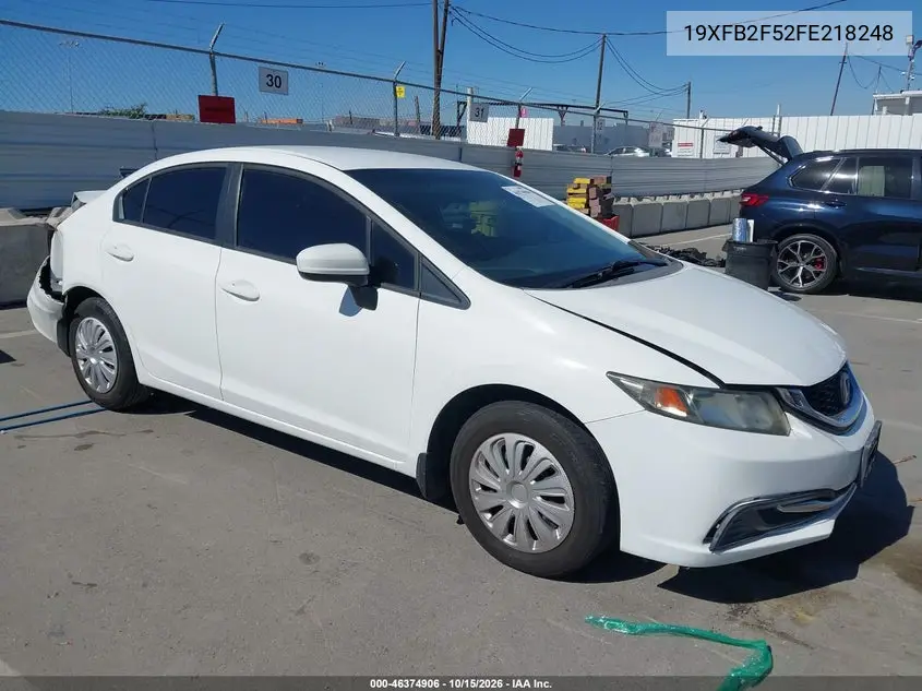 HONDA CIVIC 2015, VIN 19XFB2F52FE218248