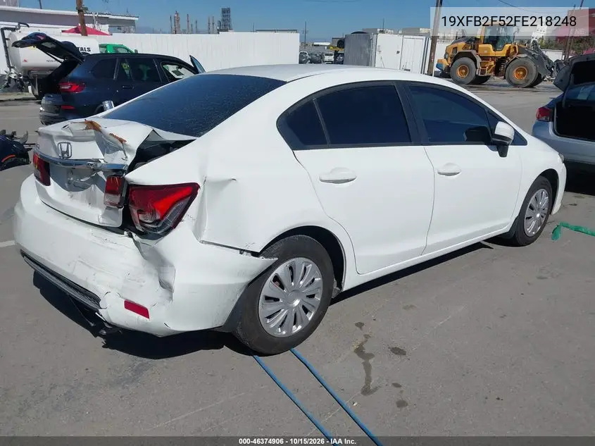 2015 HONDA CIVIC VIN 19XFB2F52FE218248 — фото 4