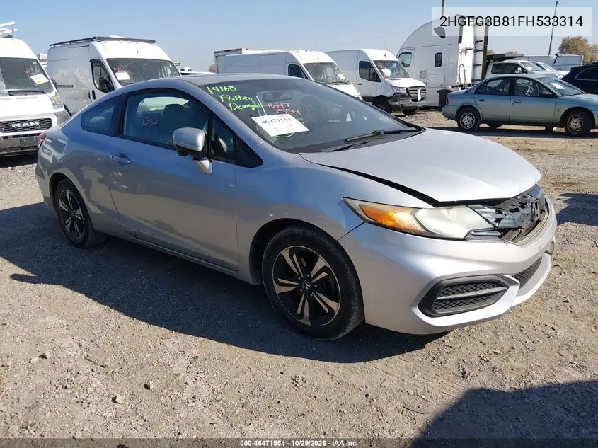 HONDA CIVIC 2015, VIN 2HGFG3B81FH533314