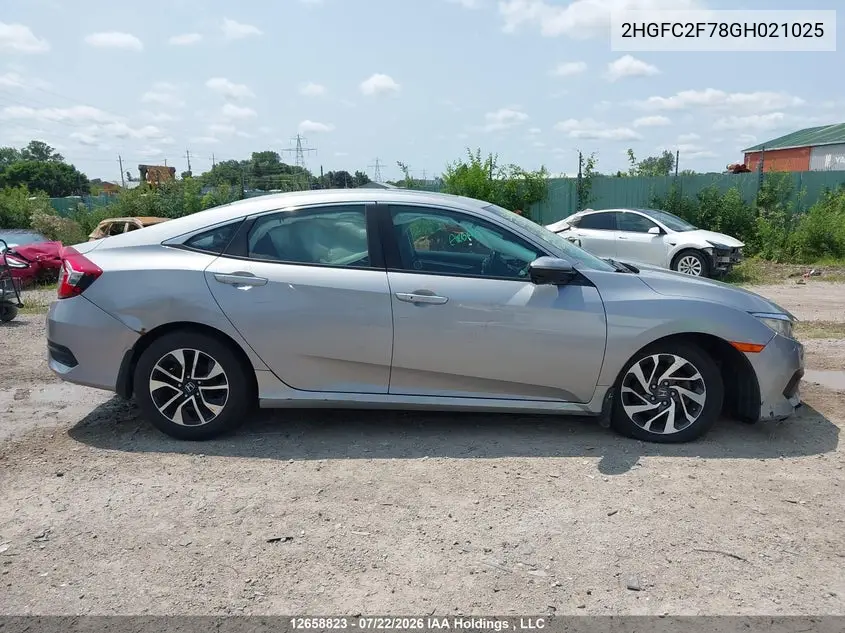 2016 HONDA CIVIC VIN 2HGFC2F78GH021025 — фото 13
