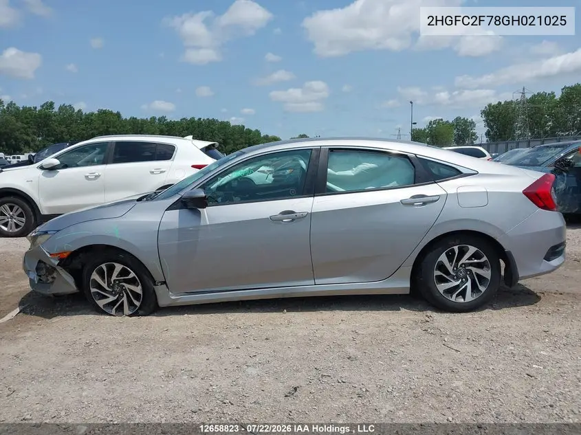 2016 HONDA CIVIC VIN 2HGFC2F78GH021025 — фото 14