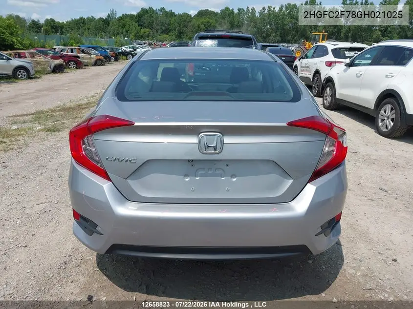 2016 HONDA CIVIC VIN 2HGFC2F78GH021025 — фото 16
