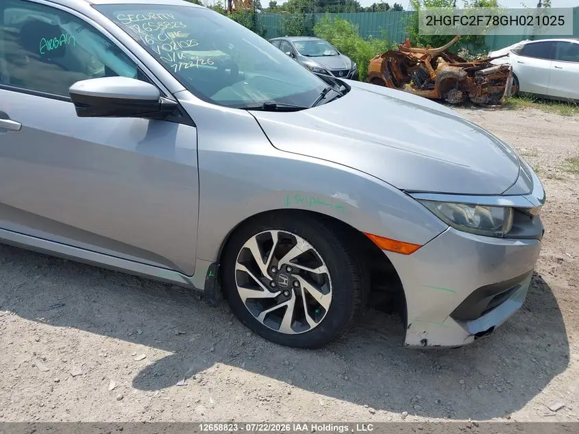 2016 HONDA CIVIC VIN 2HGFC2F78GH021025 — фото 18