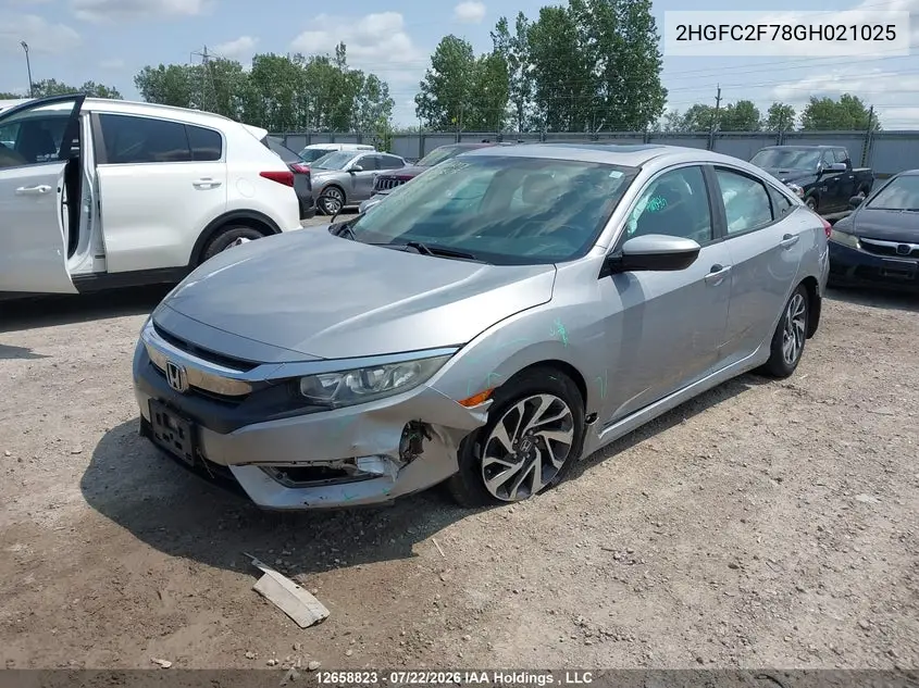 2016 HONDA CIVIC VIN 2HGFC2F78GH021025 — фото 2