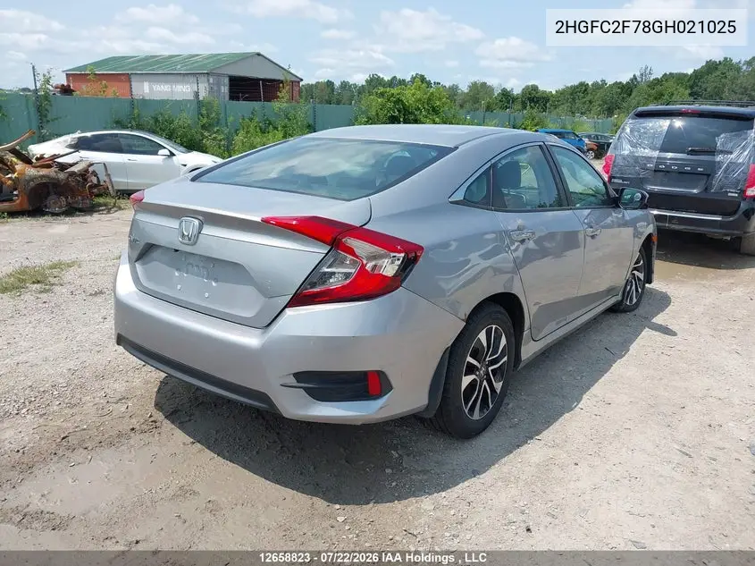 2016 HONDA CIVIC VIN 2HGFC2F78GH021025 — фото 4