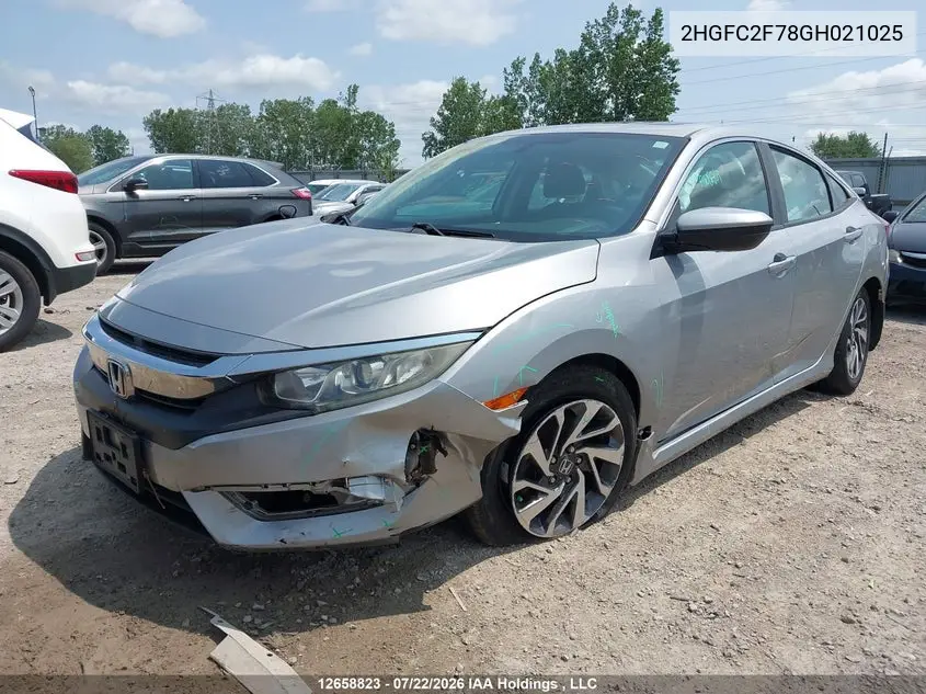 2016 HONDA CIVIC VIN 2HGFC2F78GH021025 — фото 6