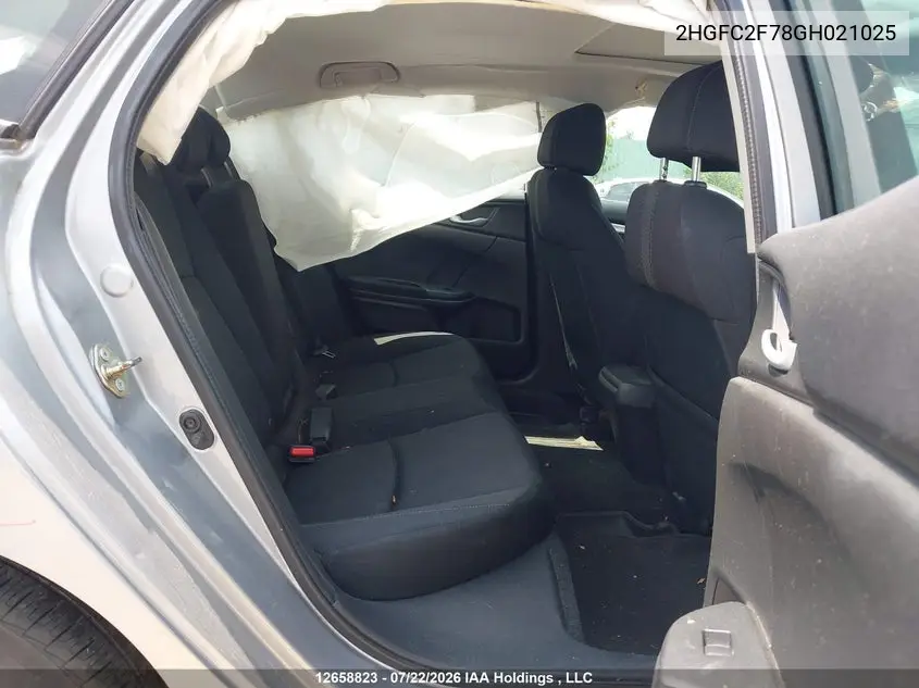 2016 HONDA CIVIC VIN 2HGFC2F78GH021025 — фото 8