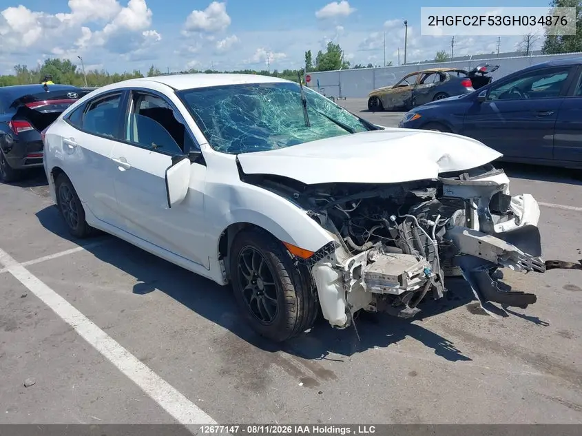HONDA CIVIC 2016, VIN 2HGFC2F53GH034876