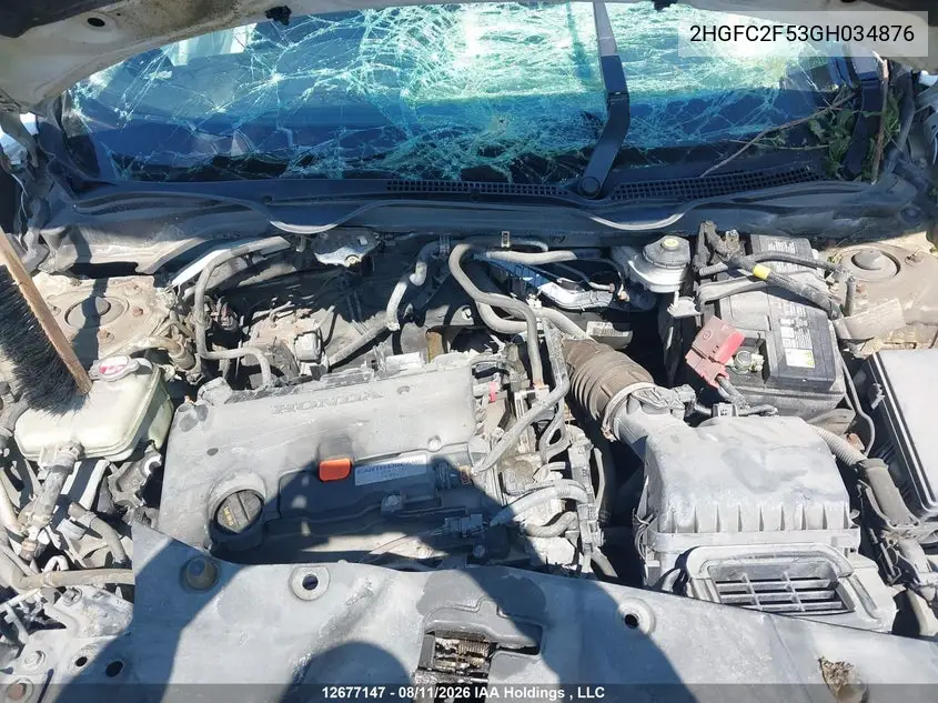 2016 HONDA CIVIC VIN 2HGFC2F53GH034876 — фото 10