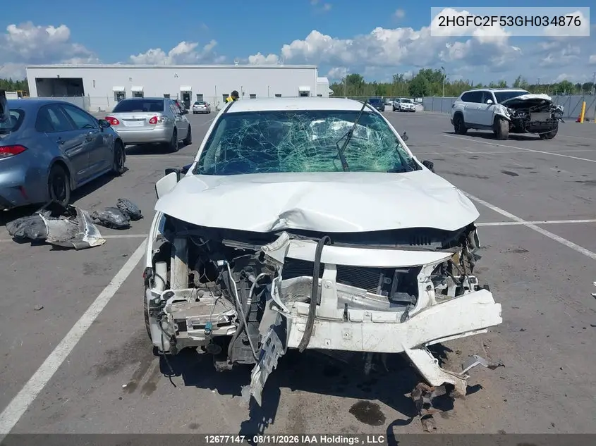 2016 HONDA CIVIC VIN 2HGFC2F53GH034876 — фото 6