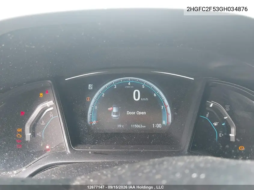 2016 HONDA CIVIC VIN 2HGFC2F53GH034876 — фото 7