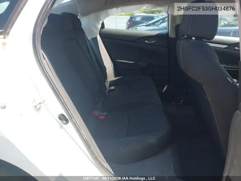 2016 HONDA CIVIC VIN 2HGFC2F53GH034876 — фото 8