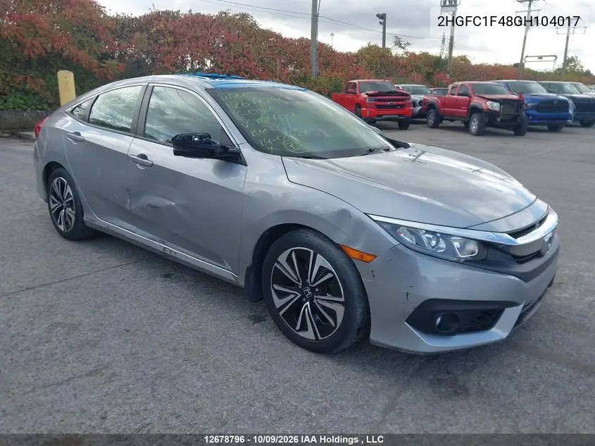 HONDA CIVIC 2016, VIN 2HGFC1F48GH104017