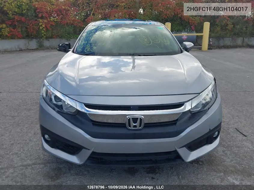 2016 HONDA CIVIC VIN 2HGFC1F48GH104017 — фото 13