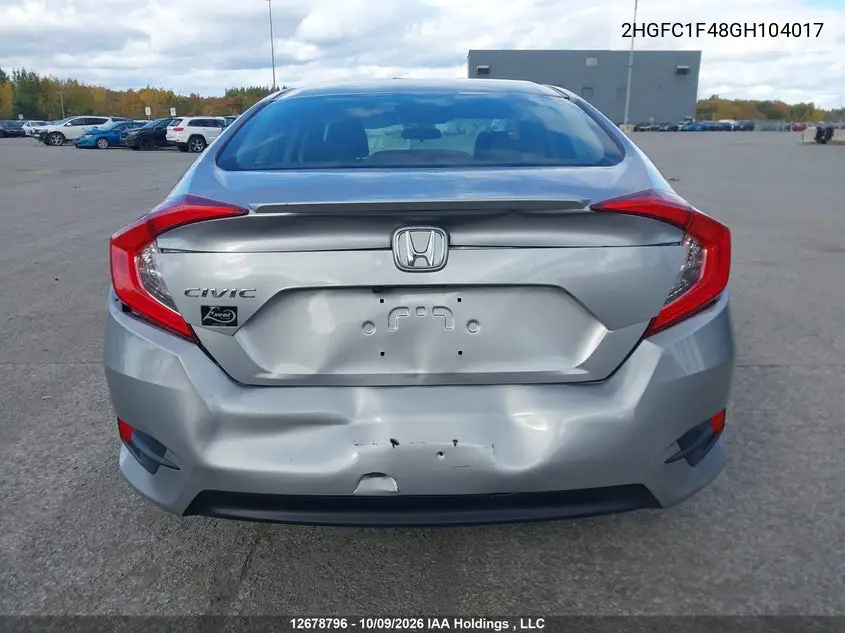 2016 HONDA CIVIC VIN 2HGFC1F48GH104017 — фото 17