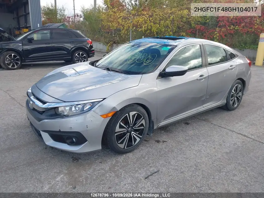 2016 HONDA CIVIC VIN 2HGFC1F48GH104017 — фото 2