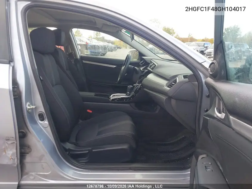 2016 HONDA CIVIC VIN 2HGFC1F48GH104017 — фото 5