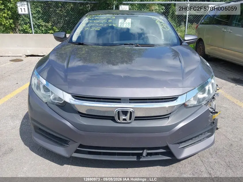 2016 HONDA CIVIC VIN 2HGFC2F57GH006059 — фото 12