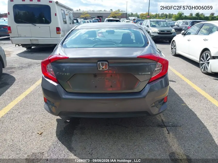 2016 HONDA CIVIC VIN 2HGFC2F57GH006059 — фото 16