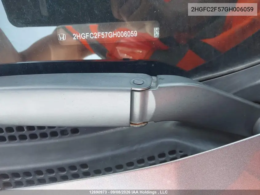 2016 HONDA CIVIC VIN 2HGFC2F57GH006059 — фото 19