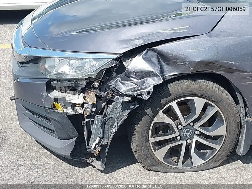 2016 HONDA CIVIC VIN 2HGFC2F57GH006059 — фото 6