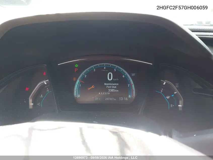 2016 HONDA CIVIC VIN 2HGFC2F57GH006059 — фото 7