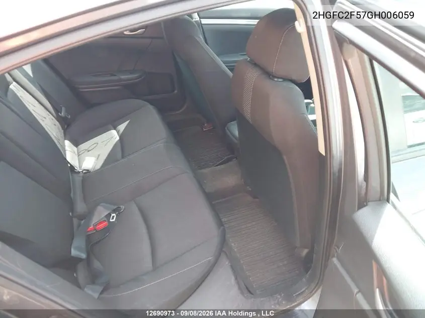 2016 HONDA CIVIC VIN 2HGFC2F57GH006059 — фото 8