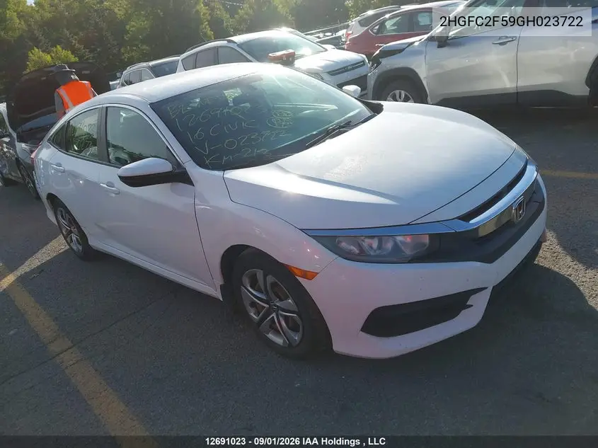HONDA CIVIC 2016, VIN 2HGFC2F59GH023722