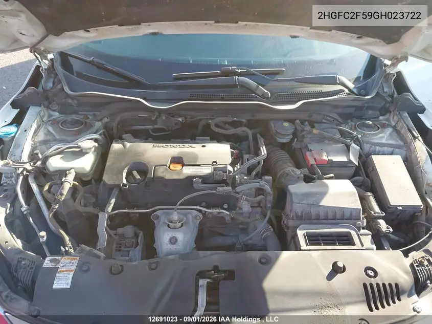 2016 HONDA CIVIC VIN 2HGFC2F59GH023722 — фото 10