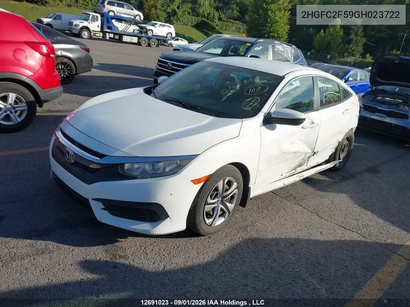 2016 HONDA CIVIC VIN 2HGFC2F59GH023722 — фото 2