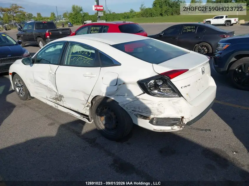 2016 HONDA CIVIC VIN 2HGFC2F59GH023722 — фото 3
