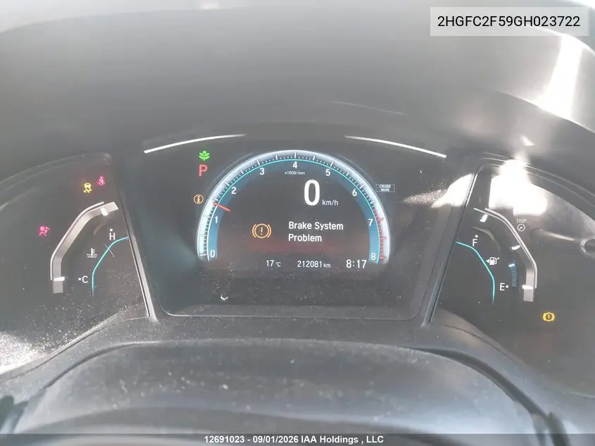 2016 HONDA CIVIC VIN 2HGFC2F59GH023722 — фото 7