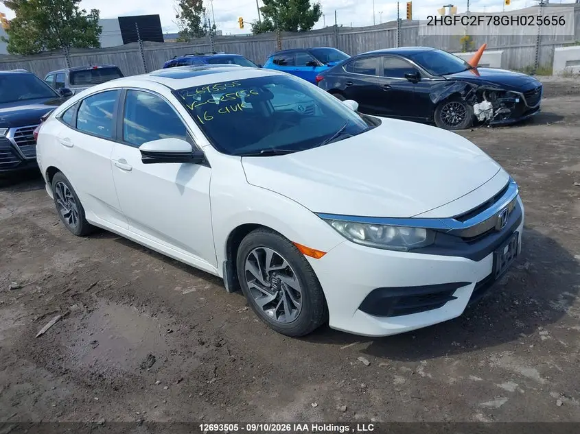 2016 HONDA CIVIC VIN 2HGFC2F78GH025656 — фото 2
