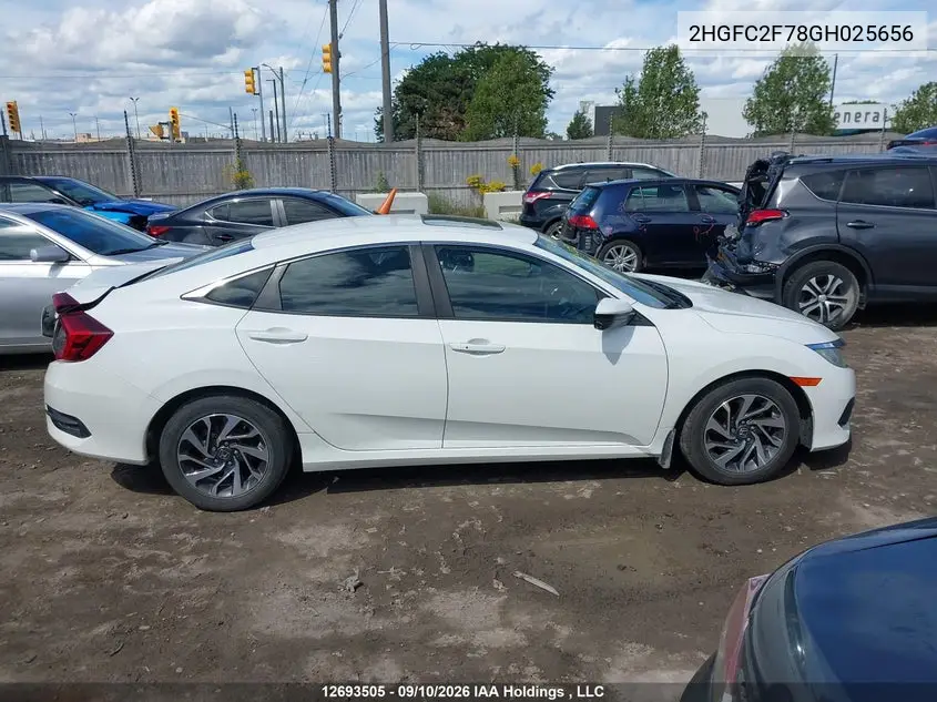 HONDA CIVIC 2016, VIN 2HGFC2F78GH025656