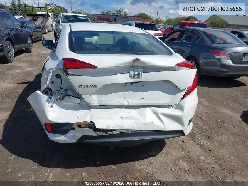 2016 HONDA CIVIC VIN 2HGFC2F78GH025656 — фото 16