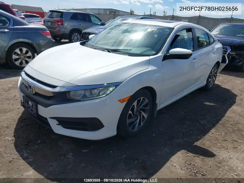 2016 HONDA CIVIC VIN 2HGFC2F78GH025656 — фото 3