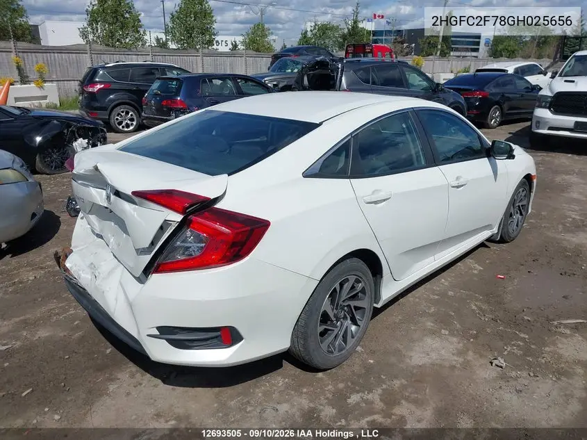 2016 HONDA CIVIC VIN 2HGFC2F78GH025656 — фото 5