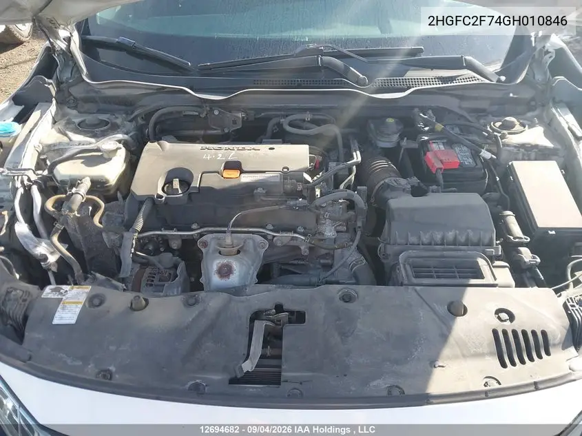 2016 HONDA CIVIC VIN 2HGFC2F74GH010846 — фото 10