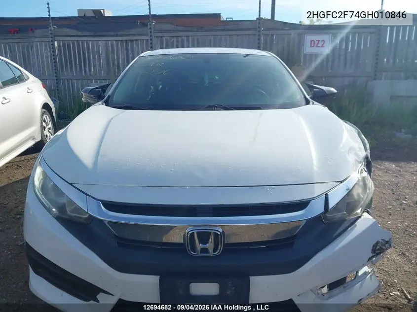 2016 HONDA CIVIC VIN 2HGFC2F74GH010846 — фото 12