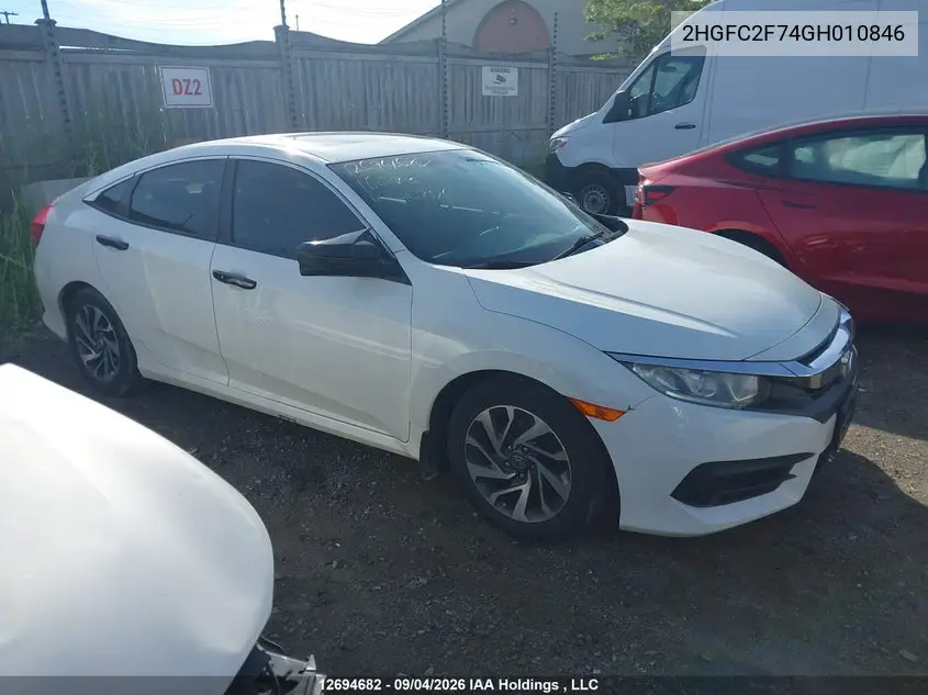 2016 HONDA CIVIC VIN 2HGFC2F74GH010846 — фото 13