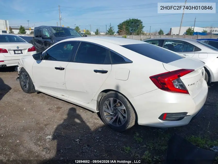 2016 HONDA CIVIC VIN 2HGFC2F74GH010846 — фото 14