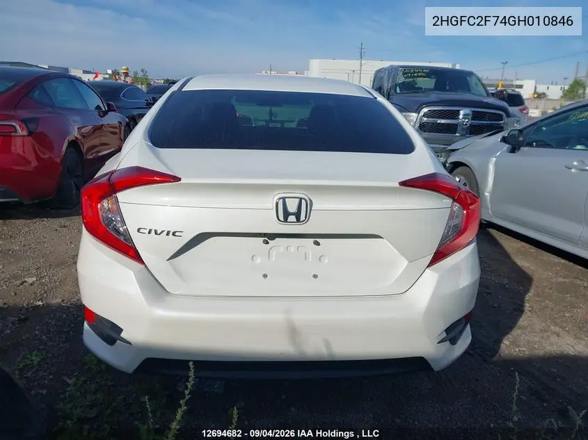 2016 HONDA CIVIC VIN 2HGFC2F74GH010846 — фото 16