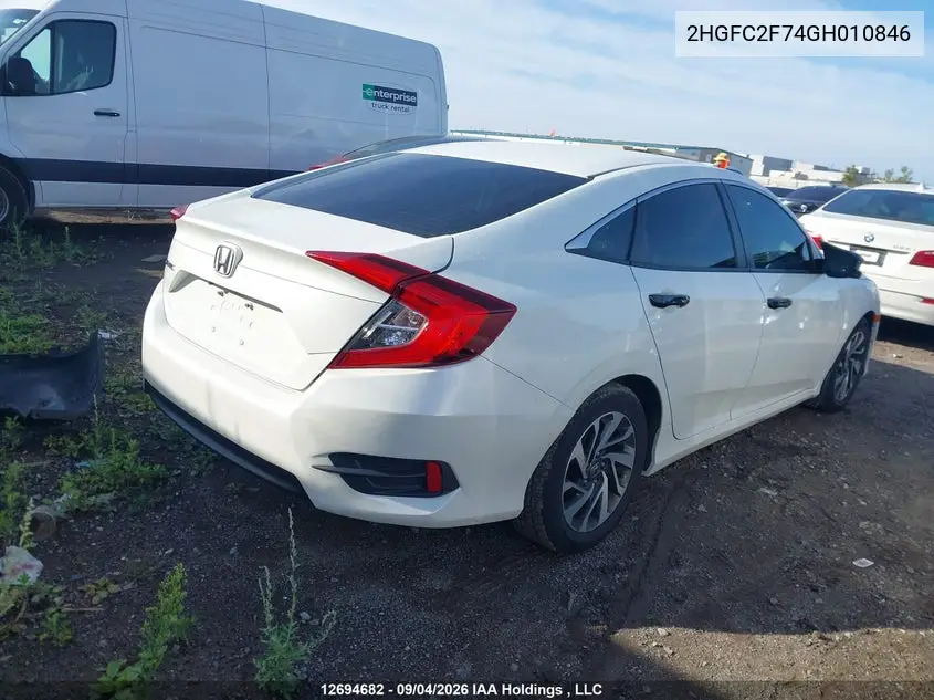 2016 HONDA CIVIC VIN 2HGFC2F74GH010846 — фото 4